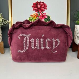 Juicy Couture Plum Cosmetic Bag With Rhinestone Logo NWOT